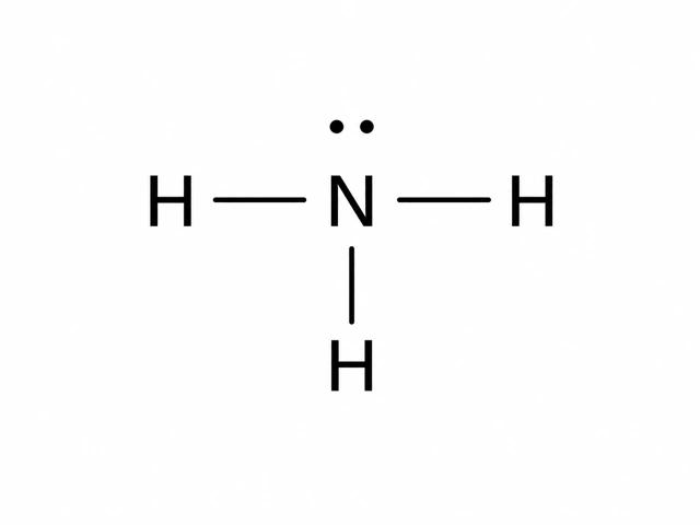 ساختار لوییس آمونیاک با سه پیوند یگانه N–H و یک جفت الکترون ناپیوندی روی نیتروژن